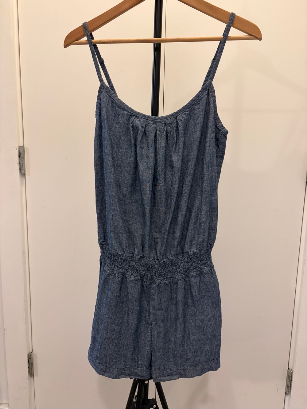 DC Blue Chambray Jumpsuit Romper with Smocked Waist
